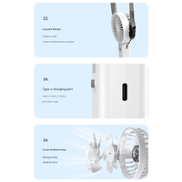 Dual-Blade Portable Neck Fan - Rechargeable USB Fan with Carabiner thumbnail
