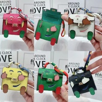 Brown Mini Bag Earphone Case - Stylish Keychain Pouch for Headphones thumbnail