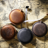 Black Mini Leather Tape Measure - 1.5m/60in - Square Solid Color thumbnail