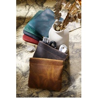 Coffee Genuine Leather Coin Purse - Vintage Style Snap Closure Mini Pouch thumbnail