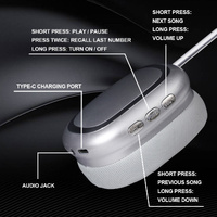 Black Comfortable Bluetooth Over-Ear Headphones - Soft Earmuffs, Foldable Design, Stereo Sound thumbnail