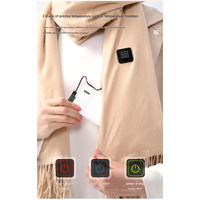 Light Blue Plaid Heated Scarf - Electric Warming Scarf, Winter Outdoor Essential (Without power bank) thumbnail