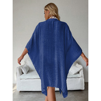 Royal Blue Summer Beach Cover-Up- Bamboo Cotton Sun Protection Cardigan thumbnail