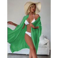 Green Summer Beach Cover-Up- Bamboo Cotton Sun Protection Cardigan thumbnail