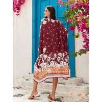 Orange Women's Lightweight Beach Cardigan-Floral Print Kimono thumbnail