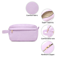 Purple 2-pcs Corduroy Pencil Case - Large Capacity Storage Bag thumbnail