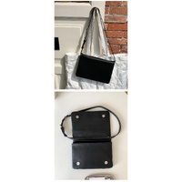 Black Minimalist Flap Shoulder Bag-Elegant Women's Double-Layer Crossbody thumbnail