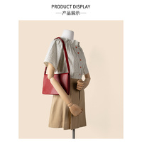 Red Minimalist Flap Shoulder Bag-Elegant Women's Double-Layer Crossbody thumbnail