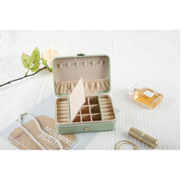 Beige Elegant Quilted PU Leather Jewelry Box - Portable Organizer for Travel & Home thumbnail