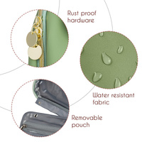 Beige Stylish Travel Makeup Organizer Bag with Hanging Hook - Waterproof & Spacious Design thumbnail