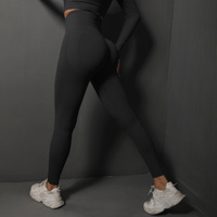 Size L Black Seamless High-Waisted Yoga Pants for Women - Lift Workout Leggings for Running, Gym, and Fitness thumbnail