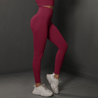 Size S Claret Red Seamless High-Waisted Yoga Pants for Women - Lift Workout Leggings for Running, Gym, and Fitness thumbnail