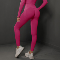 Size S Rose Red Seamless High-Waisted Yoga Pants for Women - Lift Workout Leggings for Running, Gym, and Fitness thumbnail