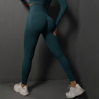 Size L Dark Green Seamless High-Waisted Yoga Pants for Women - Lift Workout Leggings for Running, Gym, and Fitness thumbnail