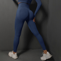 Size M Navy Blue Seamless High-Waisted Yoga Pants for Women - Lift Workout Leggings for Running, Gym, and Fitness thumbnail