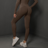 Size L Brown Seamless High-Waisted Yoga Pants for Women - Lift Workout Leggings for Running, Gym, and Fitness thumbnail