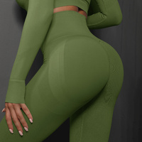 Size M Emerald Green Seamless High-Waisted Yoga Pants for Women - Lift Workout Leggings for Running, Gym, and Fitness thumbnail