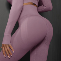 Size L Light Purple Seamless High-Waisted Yoga Pants for Women - Lift Workout Leggings for Running, Gym, and Fitness thumbnail