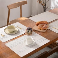 4 Pcs Blue Woven Placemats - Heat Resistant Kitchen Table Mats, Coffee Tea Cup Coasters, Linen Blend Dining Decor thumbnail