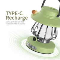 Green Retro Snail Night Light - Portable Rechargeable Camping Lantern with Hook, 3-Color Dimming thumbnail