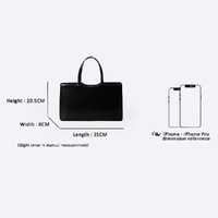 Black Large Capacity Tote Bag - Minimalist PU Leather Handbag for Daily Commute thumbnail