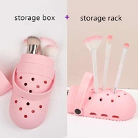 2 Pcs Purple Portable Makeup Brush Holder - Silicone Cosmetic Organizer with 21 Slots, Washable, 20x8x5cm, 170g(makeup brush not included) thumbnail