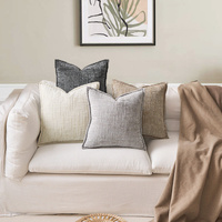 Beige Chenille Crosshatch Textured Pillow Covers Set of 2 - Modern Minimalist Sofa Bed Cushion Covers 45x45cm & 30x50cm(without pillow core) thumbnail