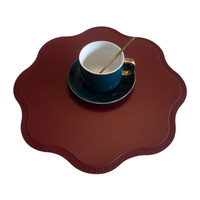 Orange Nordic Style Faux Leather Placemats Set of 4 - Heat-Resistant Waterproof Table Mats 38x38cm(cutlery not included) thumbnail