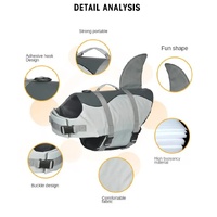Size M Grey Pet Life Jacket for Dogs - Summer Swimming Safety Vest with Shark Fin for Small to Large Breeds thumbnail