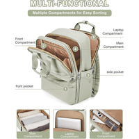 Green Large Capacity Travel Laptop Backpack - Sleek Business Shoulder Bag with Padded Compartment thumbnail