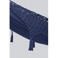 Outdoor undercover cotton Mayan Legacy hammock with hand crocheted tassels King Size Blue thumbnail
