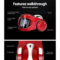 Devanti 2200W Bagless Vacuum Cleaner Red thumbnail