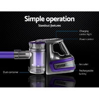 Devanti Stick Vacuum Cleaner Bagless Cordless 150W Purple thumbnail