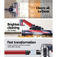 Devanti Stick Vacuum Cleaner Bagless Cordless Red 150W thumbnail