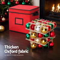 Jingle Jollys Christmas Baubles Storage Box 64 Dividers Xmas Ornaments Container thumbnail