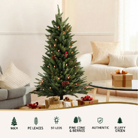 Jingle Jollys Mini Christmas Tree 90cm LED Xmas Tree Party Decorations thumbnail