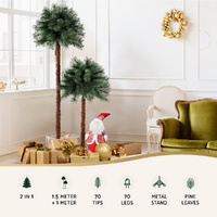 Jingle Jollys Christmas Tree 1.5+1m LED Xmas Palm Tree Party Decorations 2 in 1 thumbnail