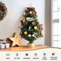 Jingle Jollys Tabletop Christmas Tree 60CM LED Xmas Tree Tree Topper Ornaments thumbnail