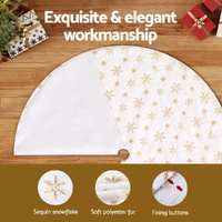 Jingle Jollys Christmas Tree Skirt 120cm Snowflake Ornaments Xmas Decorations thumbnail