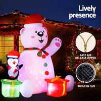 Jingle Jollys Christmas Inflatable Bear 1.8M Height LED Outdoor Decorations Illuminated thumbnail