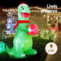 Jingle Jollys Christmas Inflatable Dinosaur 1.8M Height LED Decorations Illuminated thumbnail