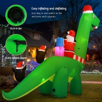 Jingle Jollys Christmas Inflatable Santa Dinosaur 3.8M Illuminated Decorations thumbnail