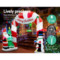 Jingle Jollys Christmas Inflatable Archwary Santa 3M Illuminated Decorations thumbnail