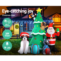 Jingle Jollys Christmas Inflatable Santa Tree 3M Illuminated Decorations thumbnail