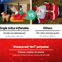 Jingle Jollys Christmas Inflatable Santa Sleigh 2.2M Illuminated Decorations thumbnail