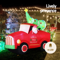 Jingle Jollys Christmas Inflatable Santa Truck 1.6M Height LED Decorations Illuminated thumbnail