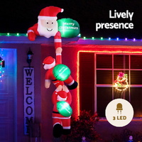 Jingle Jollys Christmas Inflatable Climbing Santa 2.5M Height LED Decorations Illuminated thumbnail