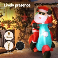 Jingle Jollys Christmas Inflatable Santa Motorbike LED Illuminated Decorations thumbnail