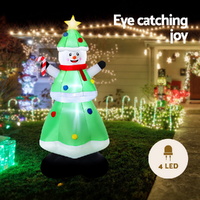Jingle Jollys Christmas Inflatable Snowman Tree 2.75M Height LED Decorations Illuminated thumbnail