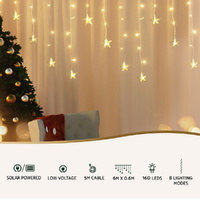 160 LED 6M Christmas Lights Icicle Light Solar Warm Jingle Jollys thumbnail